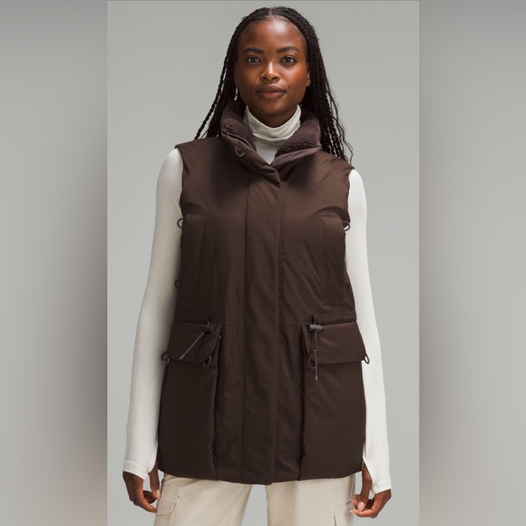 lululemon athletica Jackets & Blazers - Lululemon StretchSeal Waterproof Down Filled Vest Espresso Brown Sz 12!